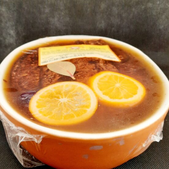 Duck & Orange in orange shaped dish